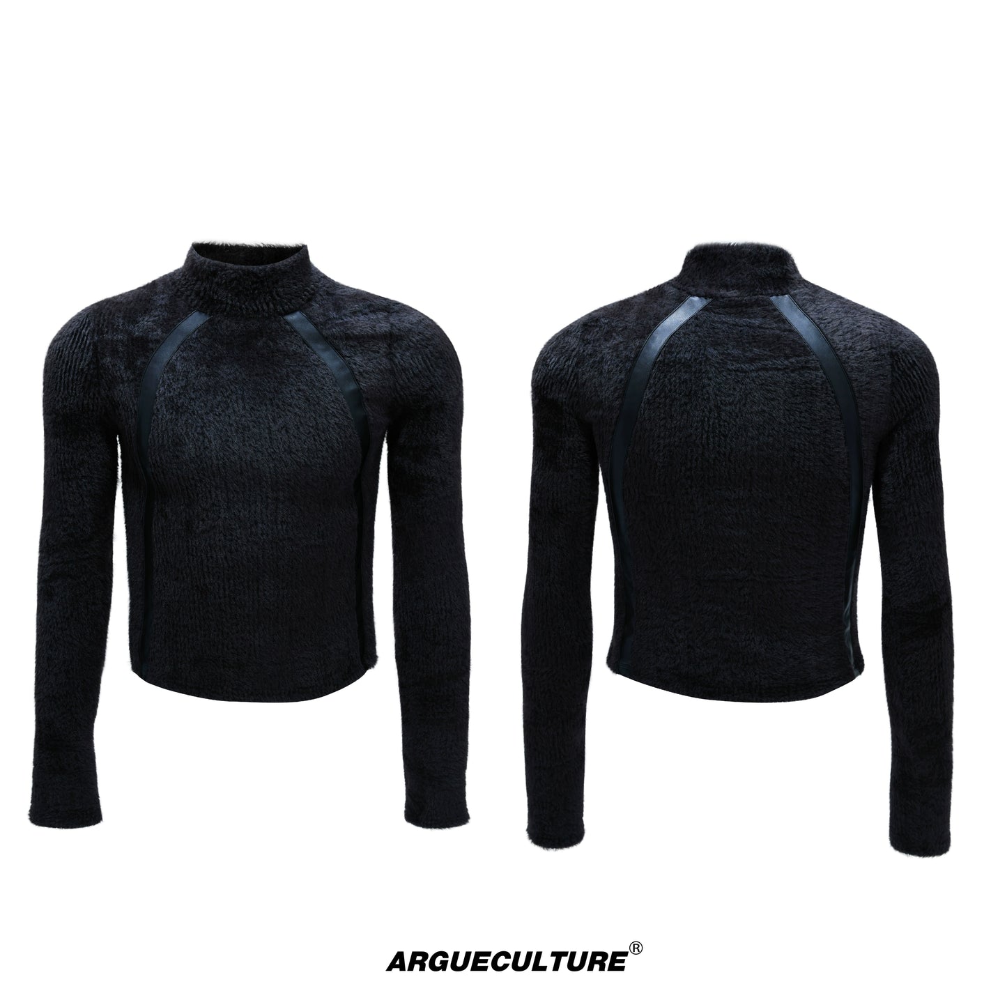 Deconstructed Furry High-Neck Slim Fit Sweatshirt WN21747