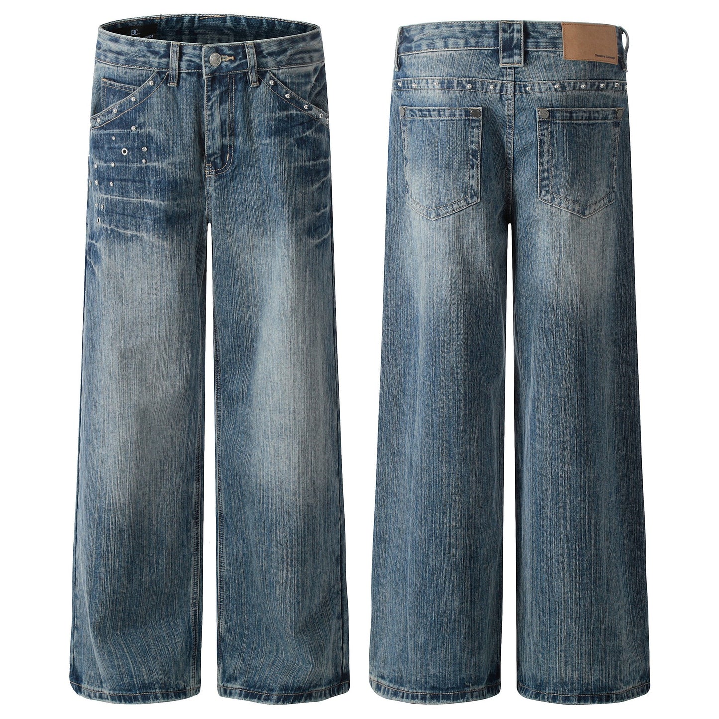 Washed Wide Leg Denim Jeans WN15513
