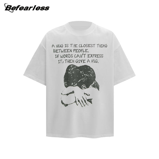 Washed Hug Graphic Oversize Short Sleeve T-Shirt WN26349