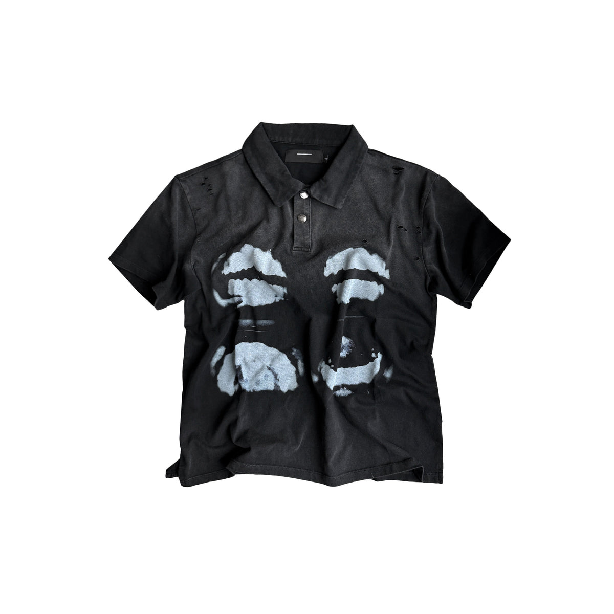 X-Ray Teeth Print Washed Damage Short Sleeve Shirt WN27056