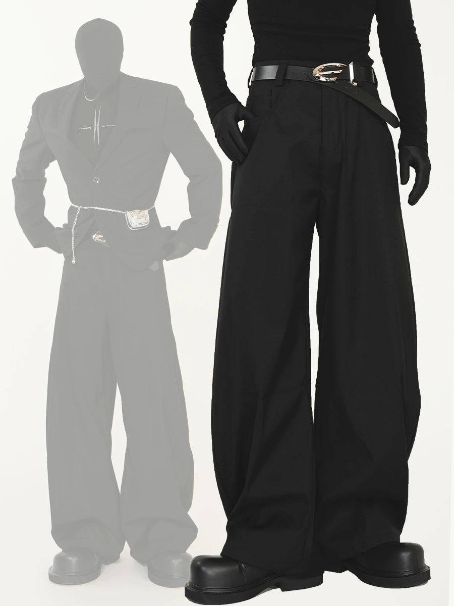 Curved Wrinkle-Resistant Wide Leg Trousers WN17392