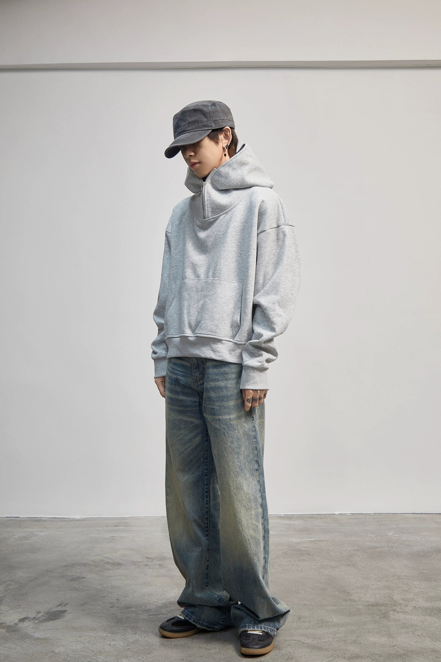 Washed Heavy Oversize Zipper Hoodie WN21179