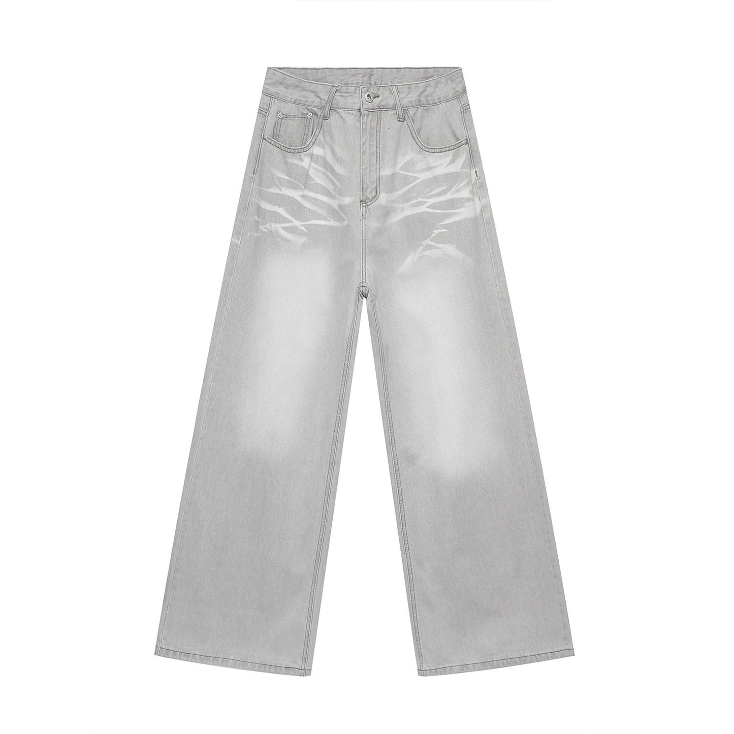 Washed Wide Leg Denim Jeans WN24995