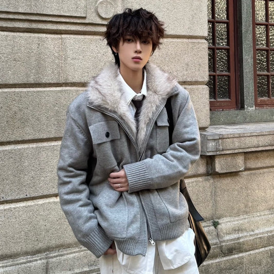 Heavyweight Fake Fur Stand Neck Padded Jacket WN23176