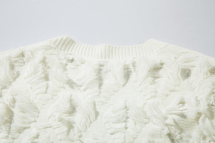 Fringe Detail Oversize Knit Cardigan WN11420