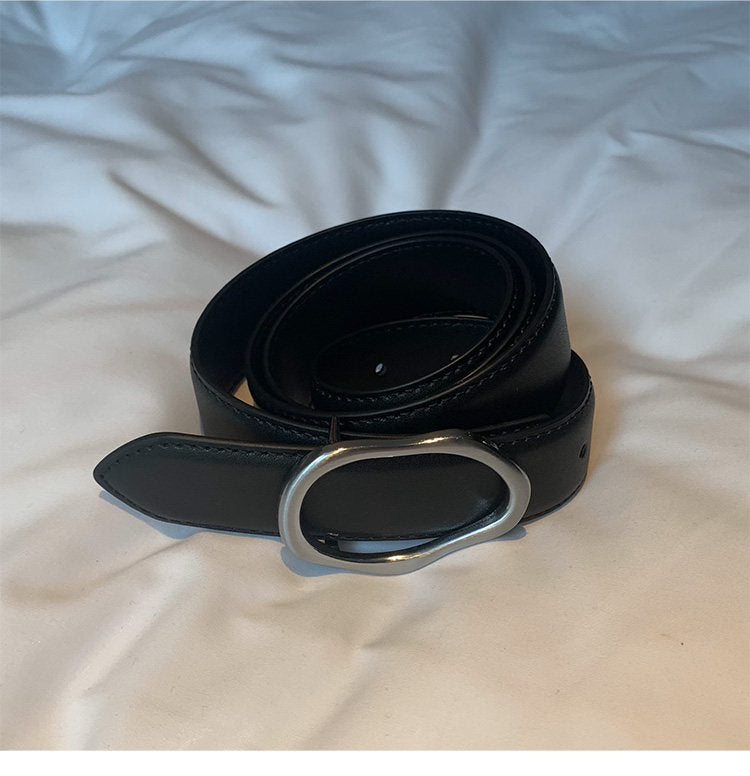 Metal Buckle Cowhide Leather Belt WN25246