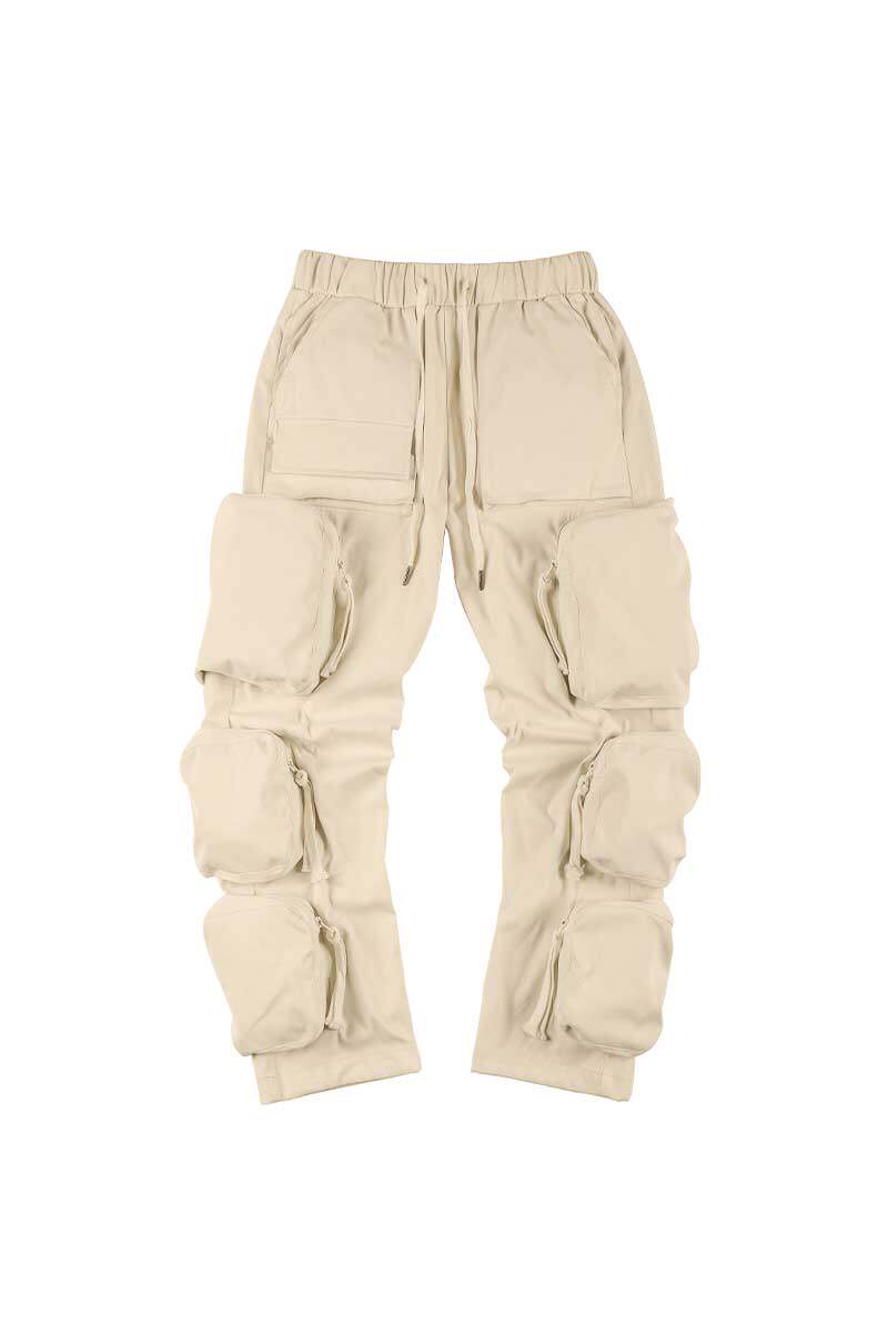 Drawstring Multi-Pocket Tapered Cargo Pants WN24223