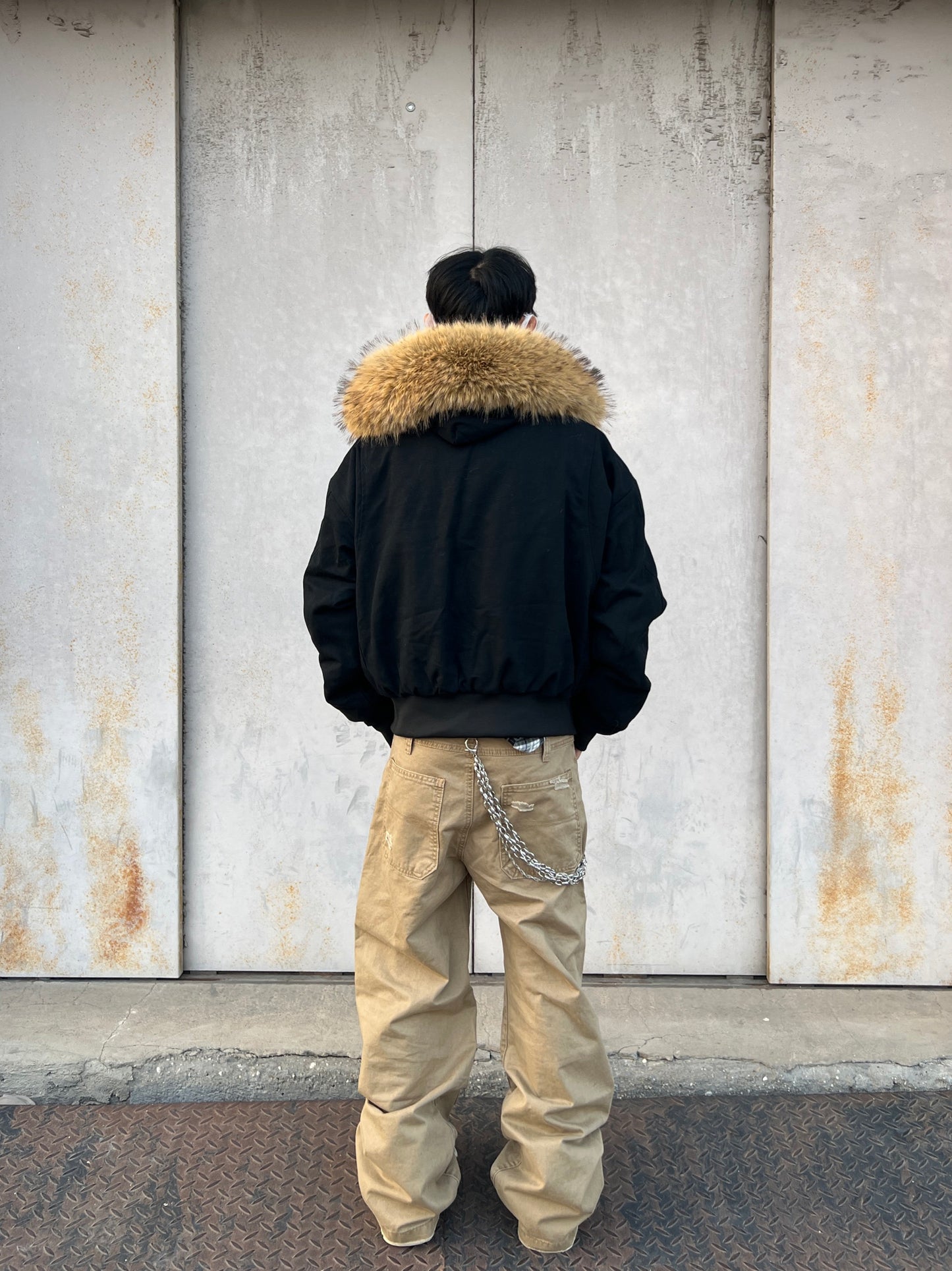 Fake Fur Hooded Fleece Lining Jacket WN24073