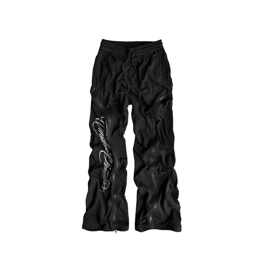 Zipper Script Print Sweatpants WN27060