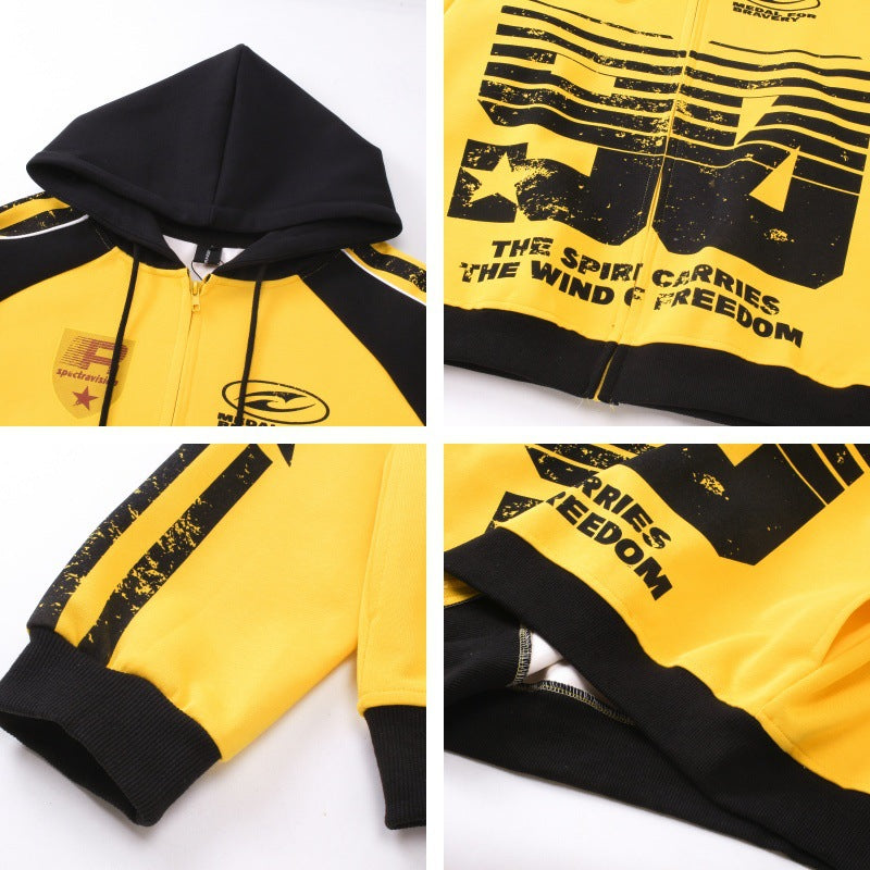 Faded Graffiti Print Zipper Hoodie WN15057