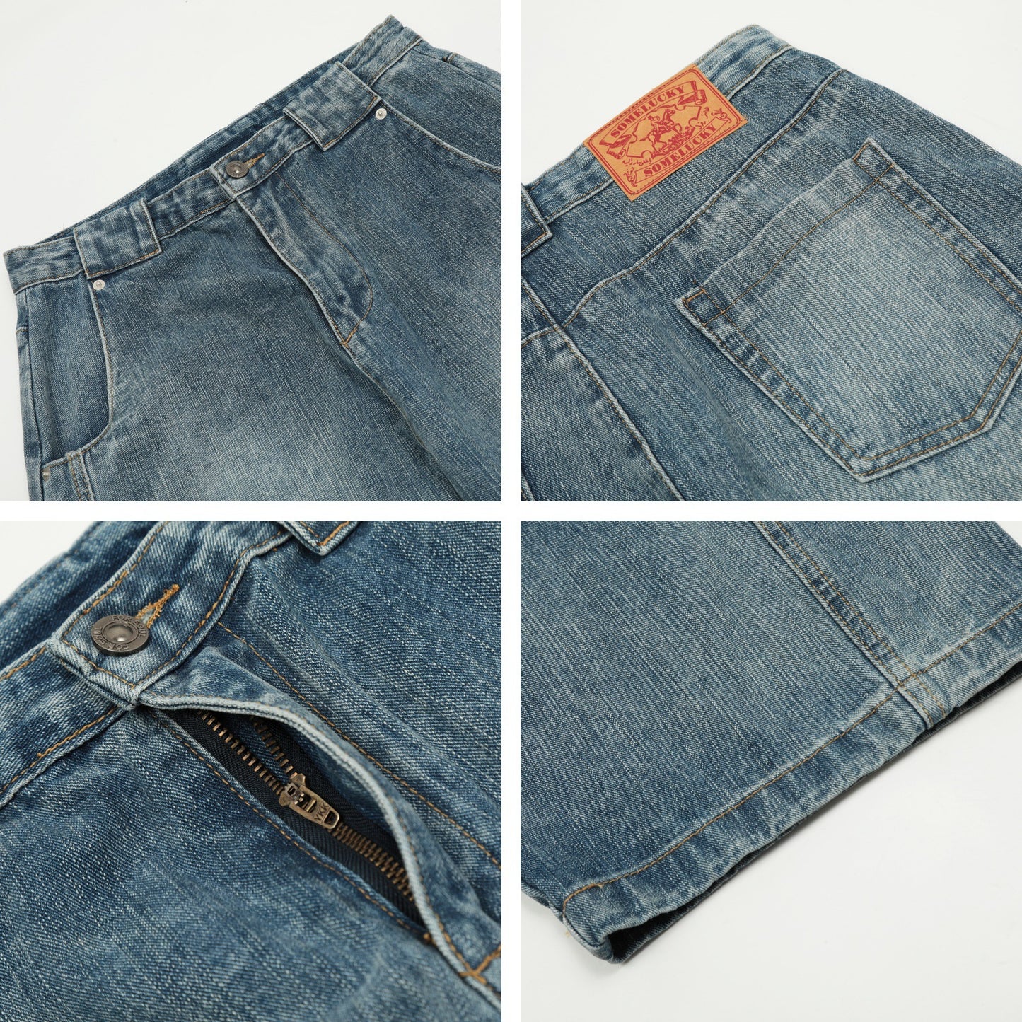 Washed Baggy Wide-Leg Denim Jeans WN11249