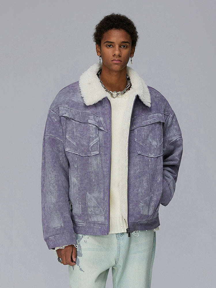 Velvet Texture Silver Wash Quilted Jacket WN17937