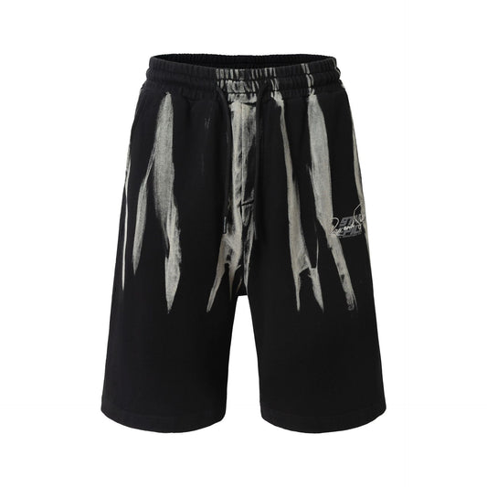 Drawstring Wash Tie-Dye Damage Half Sweatpants WN25589