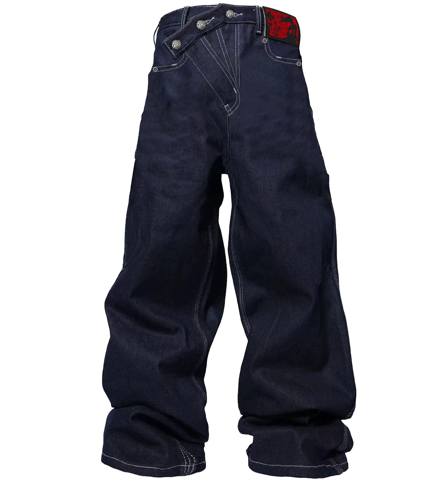 Three-Button Wide Leg Denim Jeans WN20884