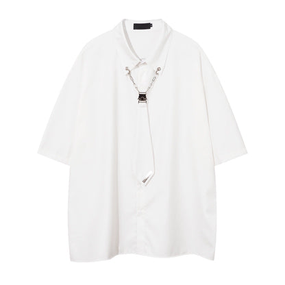 Tie Accessories Design Oversize Short Sleeve Shirt WN5869
