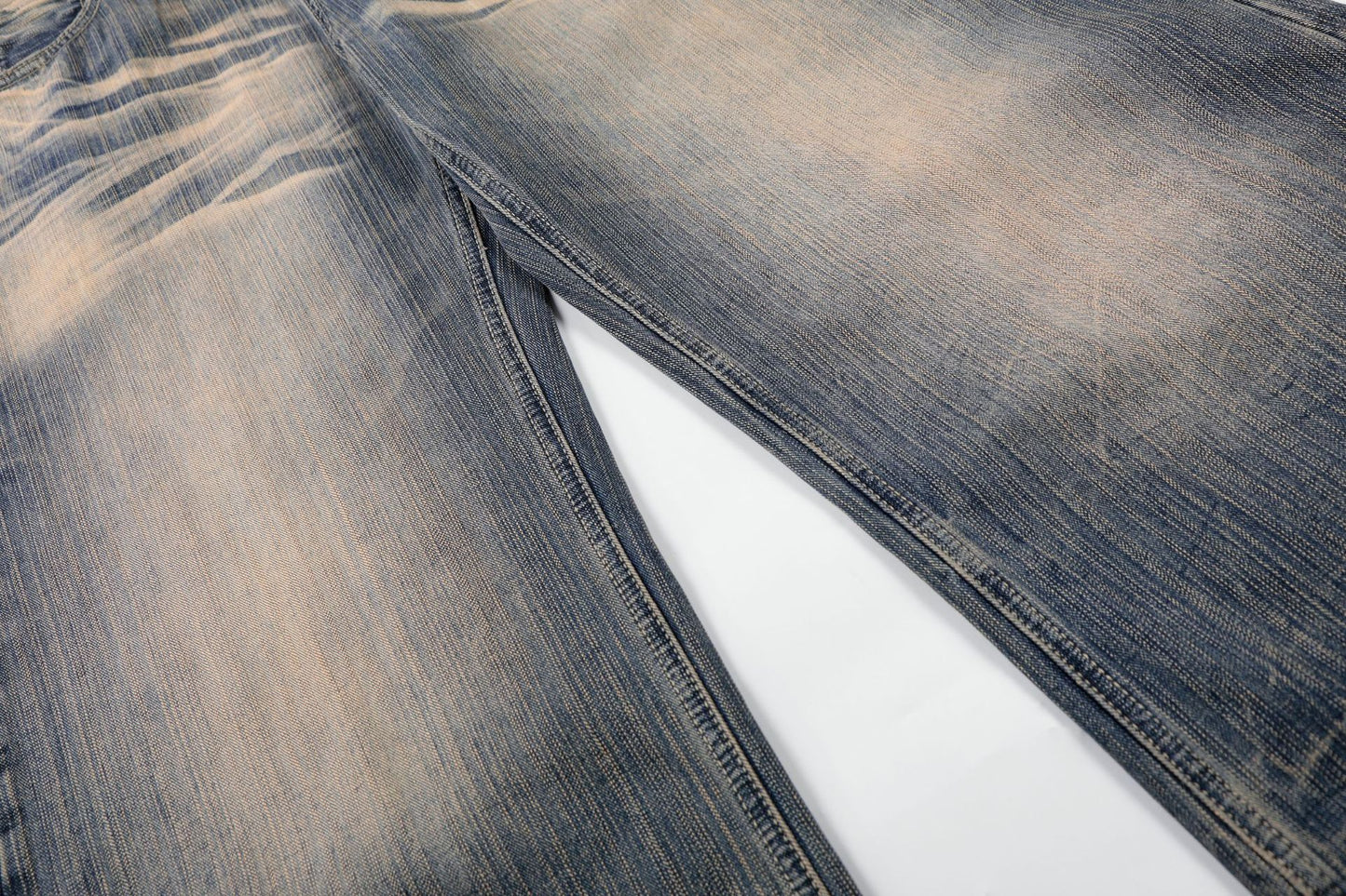 Washed Whisker Wide Leg Denim Jeans WN26132