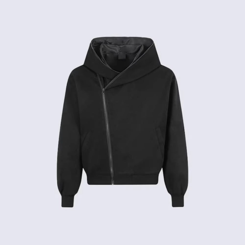 Symmetric Cropped Zipper Hoodie WN28034