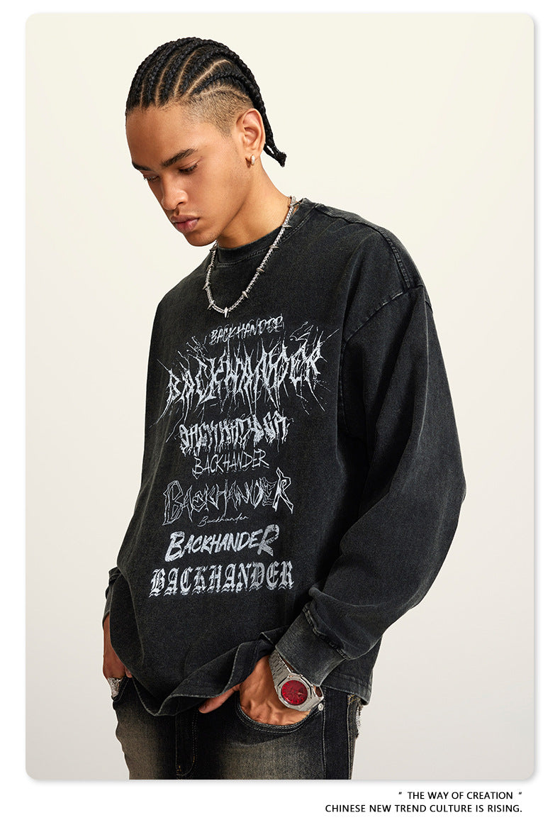 Water Washed Print Long Sleeve T-Shirt WN7882