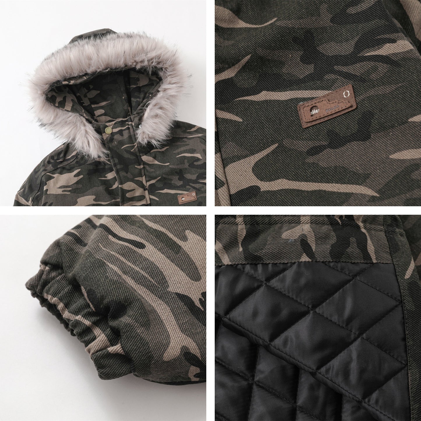 Camouflage Fur Collar Hooded Padded Jacket WN11555