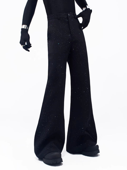 Line Print Studs Tailored Jacket & Studs Flare Trousers Setup WN23682