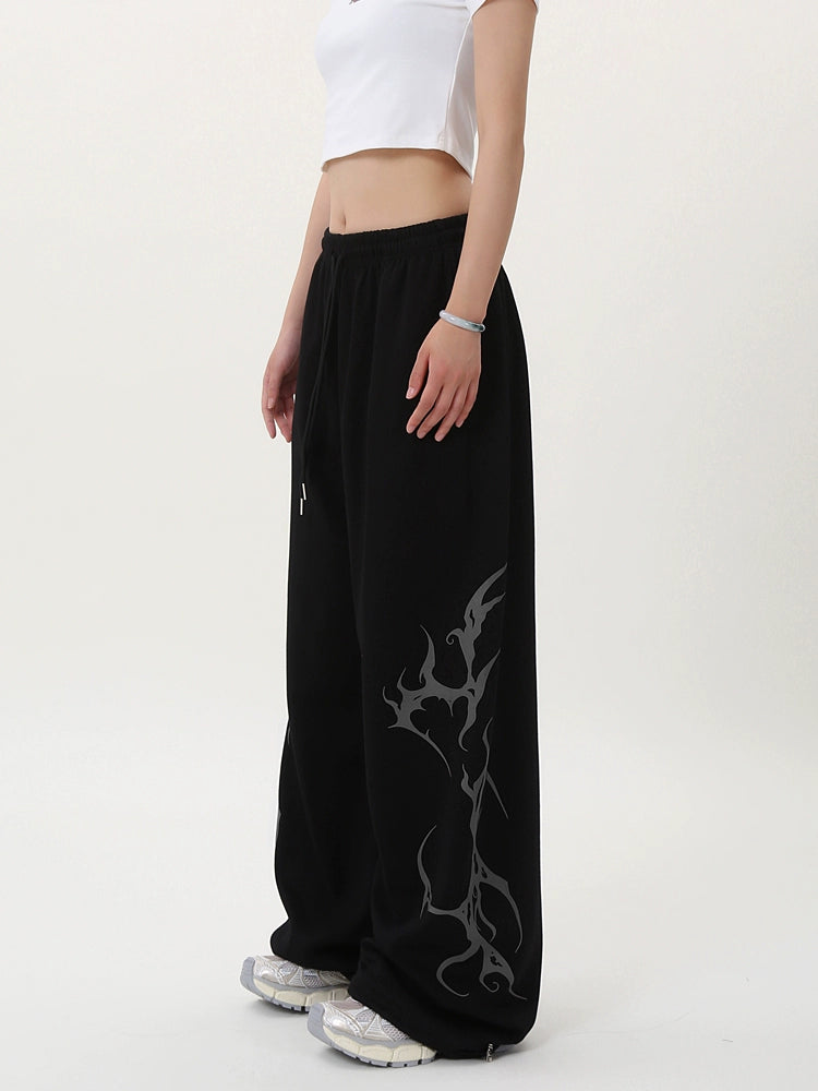 Graphic Design Print Wide Leg Sweatpants WN17177