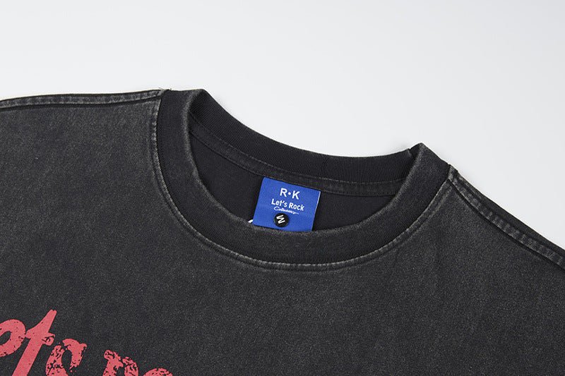 Washed Portrait Print Short Sleeve T-Shirt WN25795