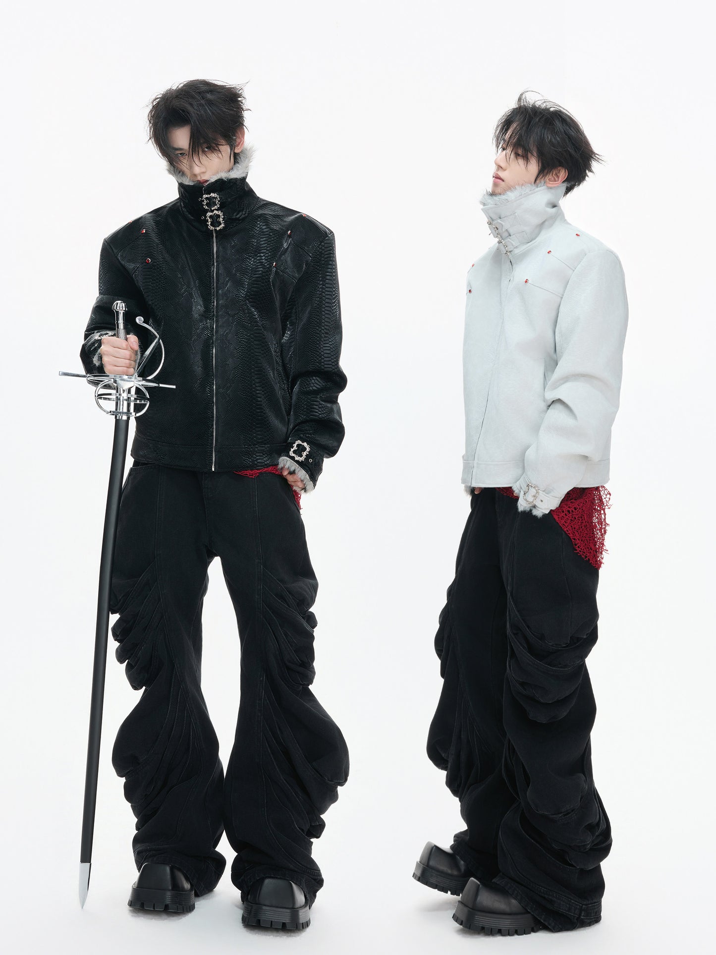 Original Snake Texture Padded Thick PU Leather Jacket WN23331