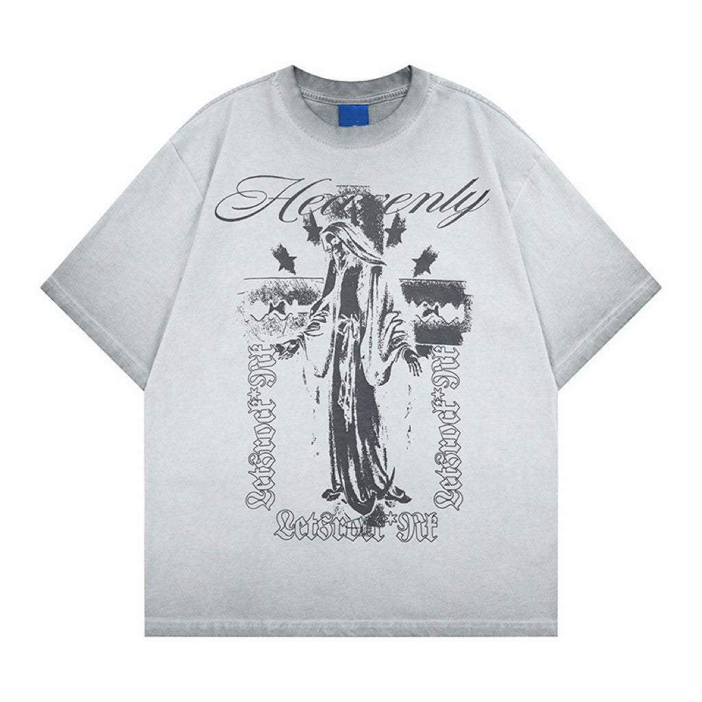 Cross Print Damage Short Sleeve T-Shirt WN24462