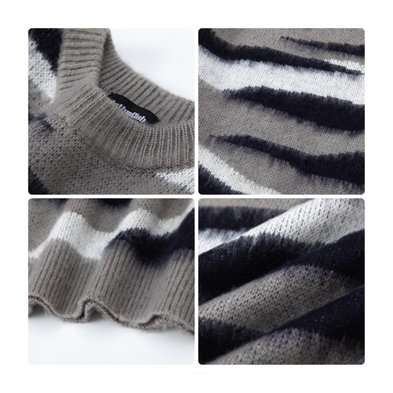 Oversize Irregular Stripe Knit Sweater WN2125