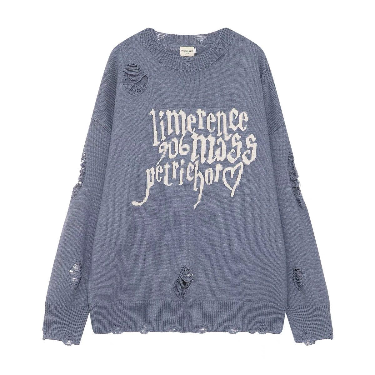 Oversize Jacquard Damage Knit Sweater WN2553