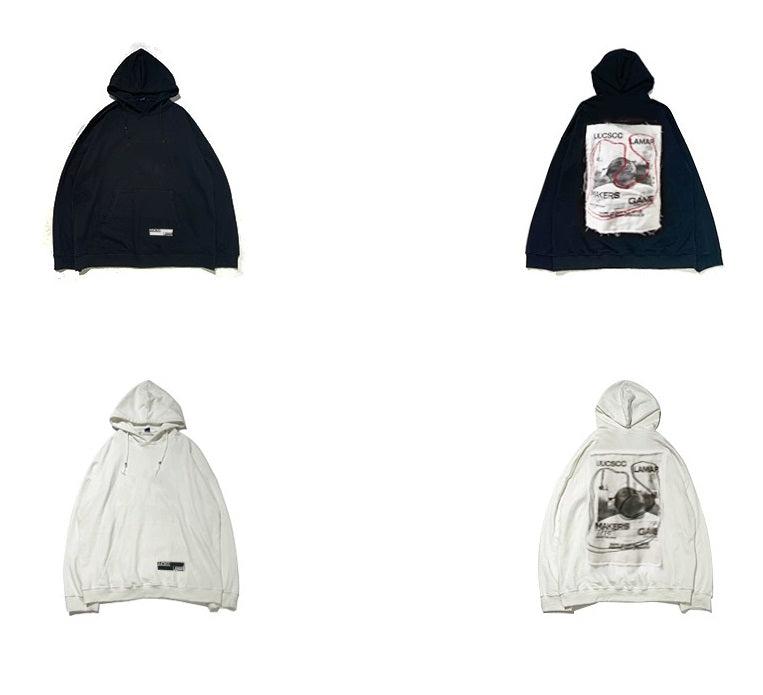 Oversize Print Patch Hoodie WN2192