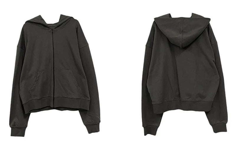 Oversize Short Zipper Hoodie WN3541