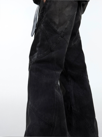 Oversize Shoulder-pad Hooded Denim Jacket & Deconstructed Denim Jeans Setup WN3105