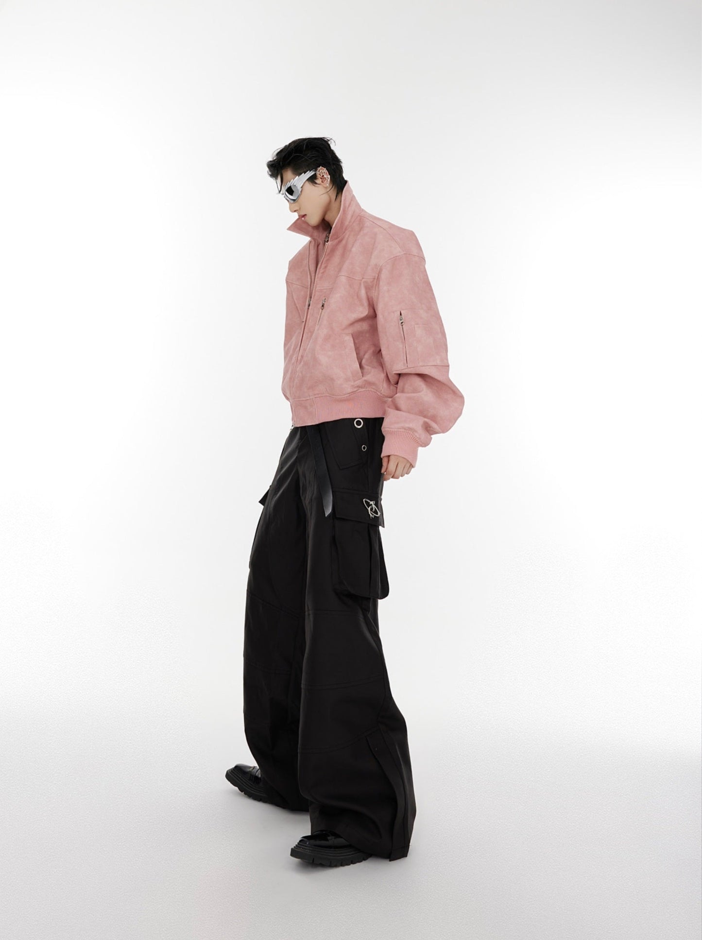 Oversize Shoulder-pad PU Leather Jacket WN2005