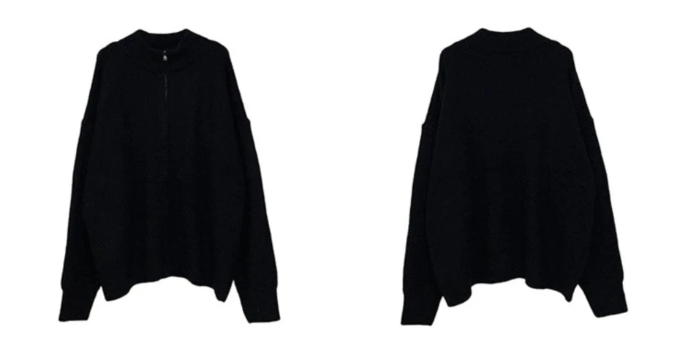 Oversize Zipper Knit Cardigan WN3618