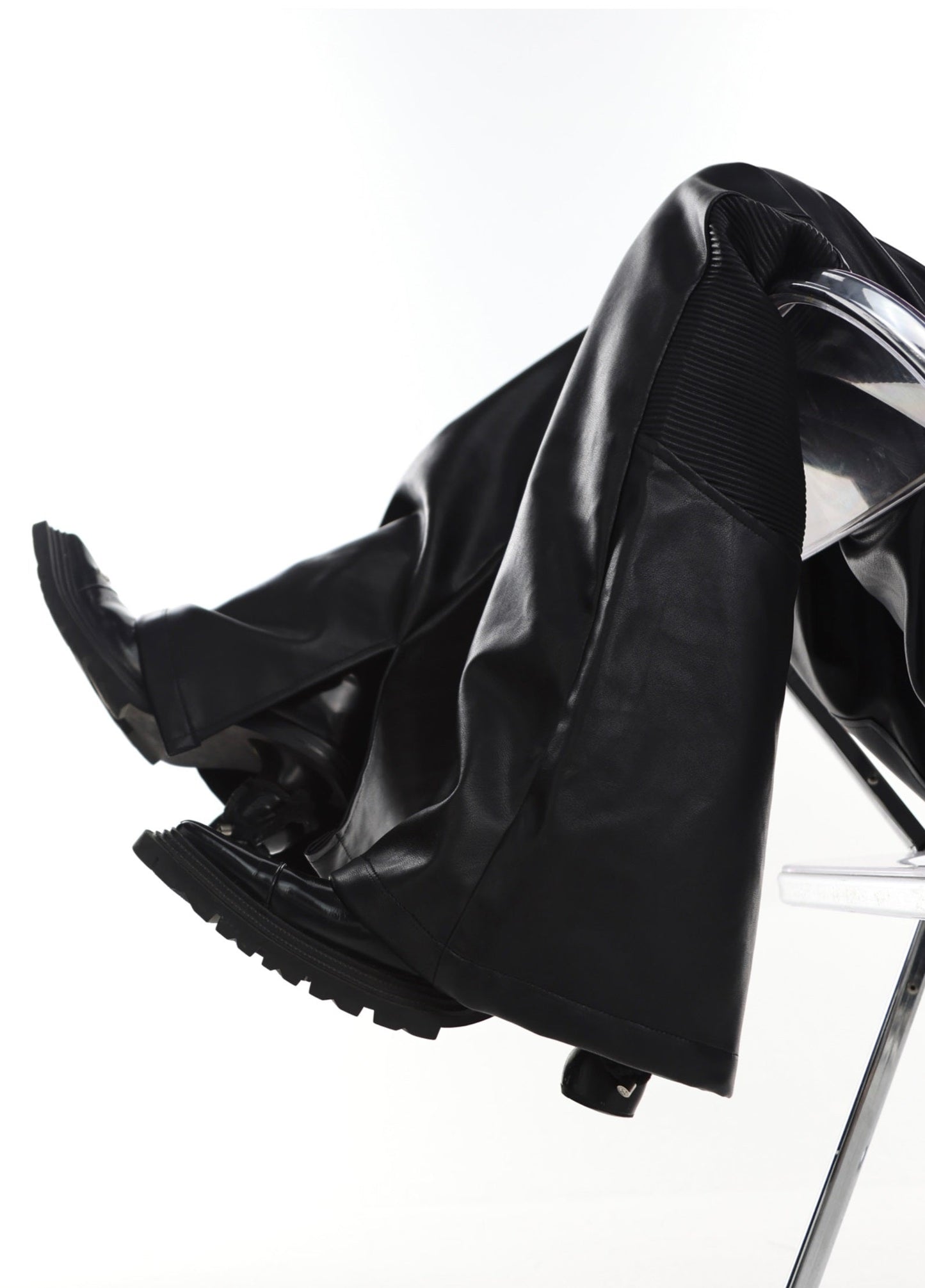 Pleats Flared PU Leather Pants WN2039