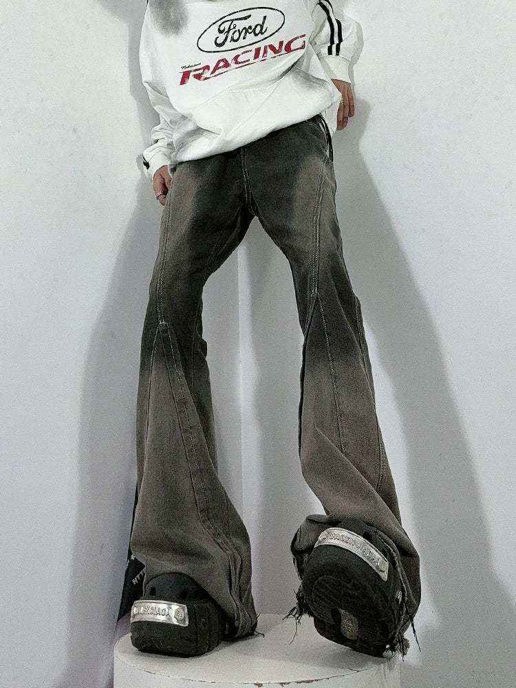 Raw-edge Flared Denim Jeans WN3248