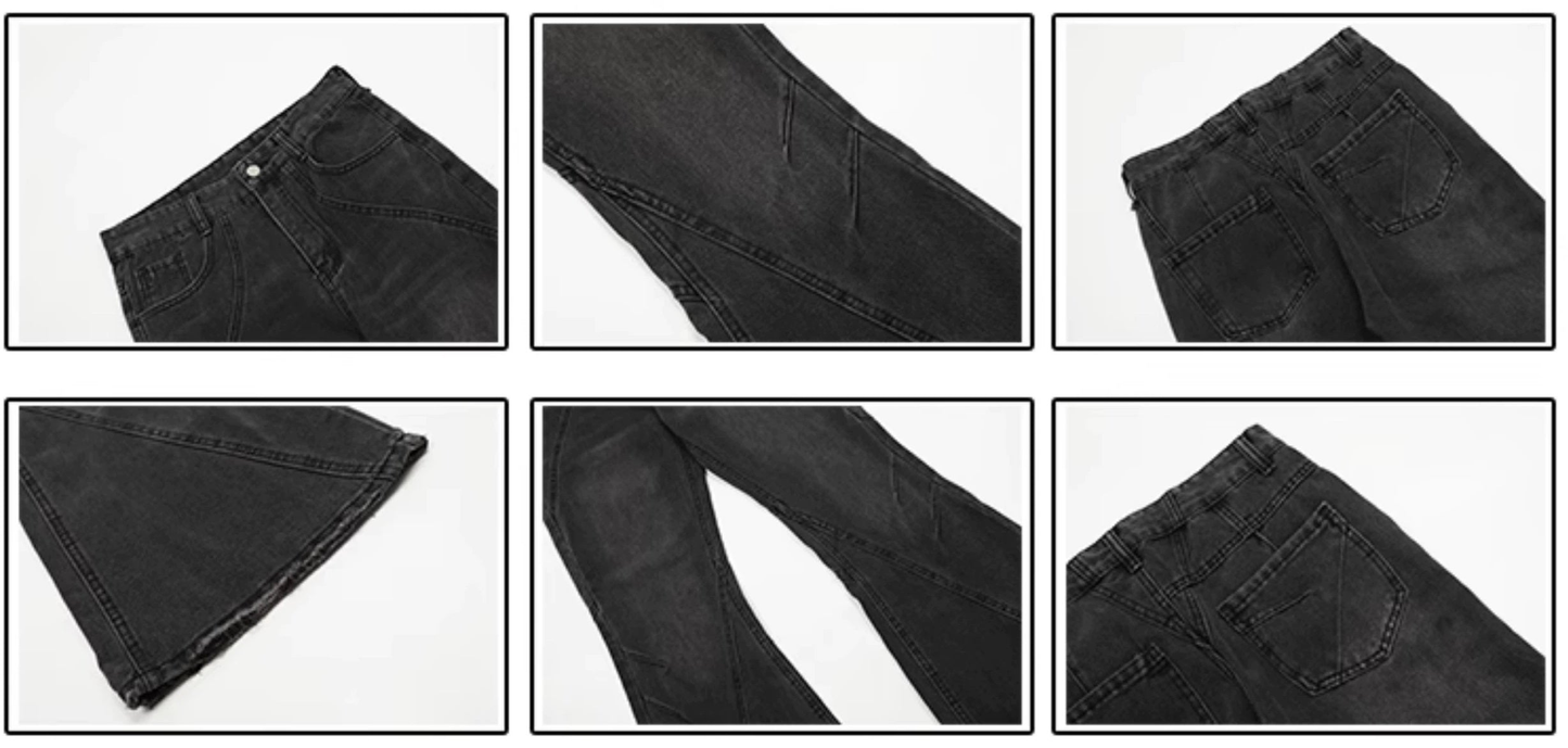 Structural Design Flared Denim Jeans WN3252