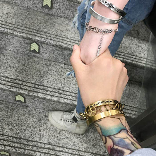 Letter & Number Engraved Metal Bracelet WN25059
