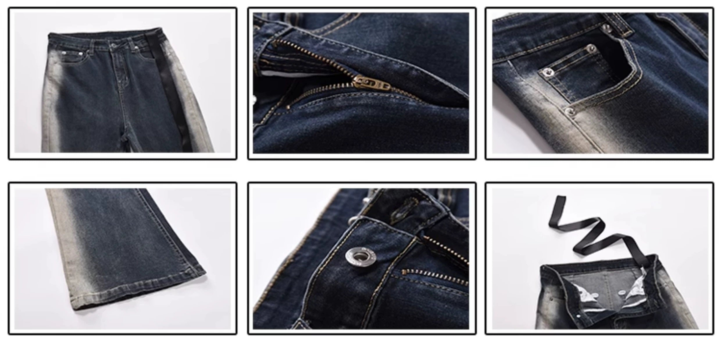 Washed Flare Denim Jeans WN3255