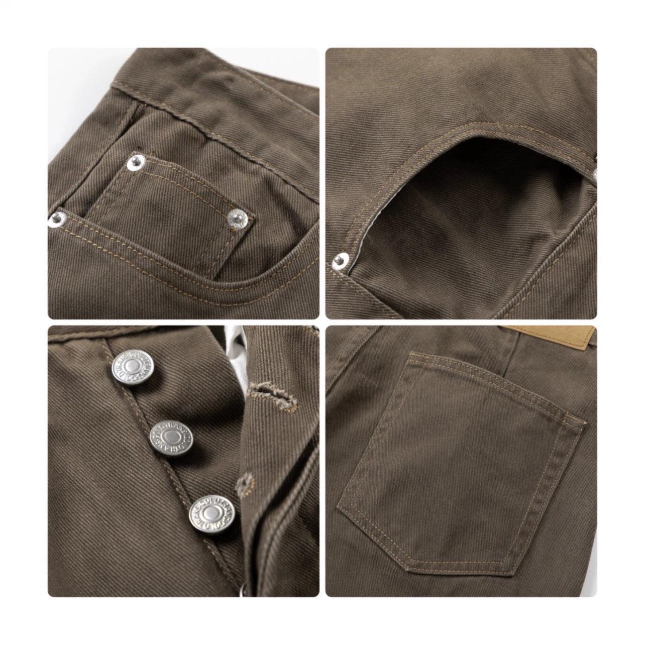 Wide-leg Button-fly Denim Jeans WN2514