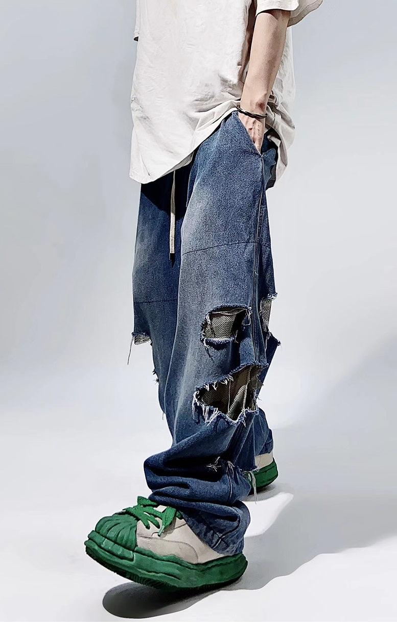 Wide-leg Damage Denim Jeans WN2157