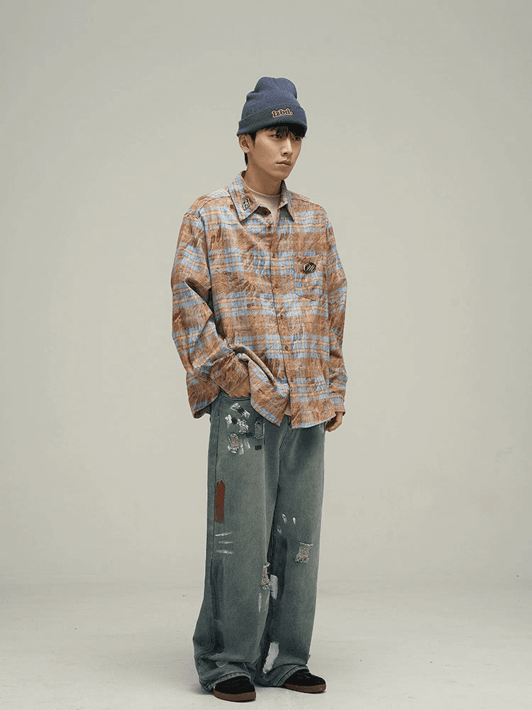 Wide-leg Paint Denim Jeans WN3971