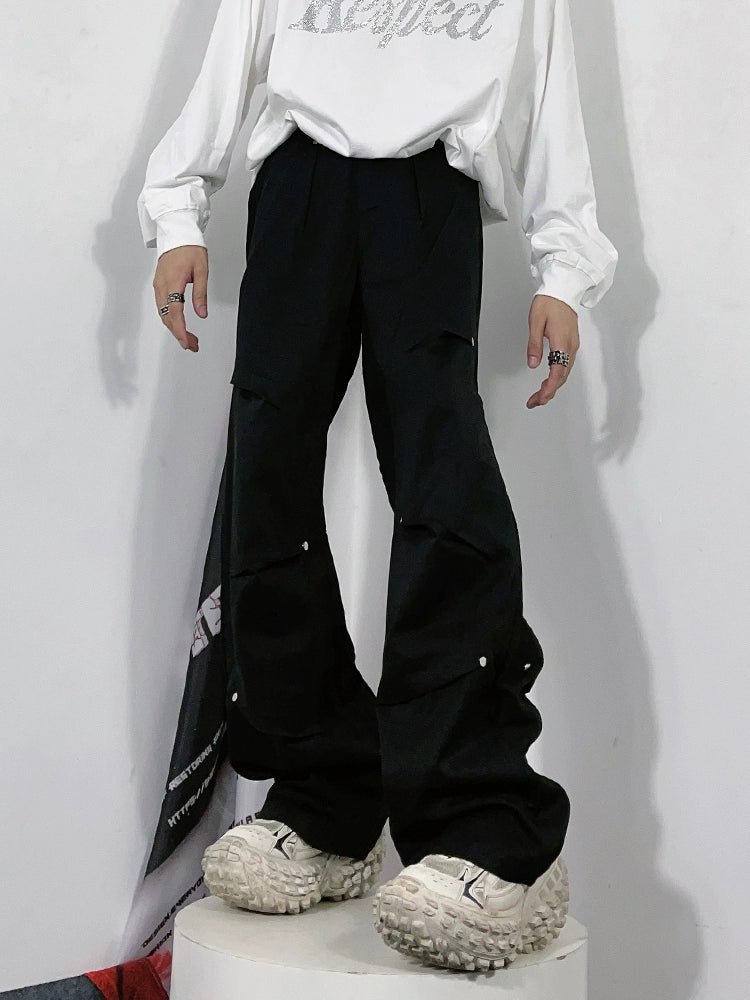 Wide-leg Rivet Design Casual Trousers WN3211