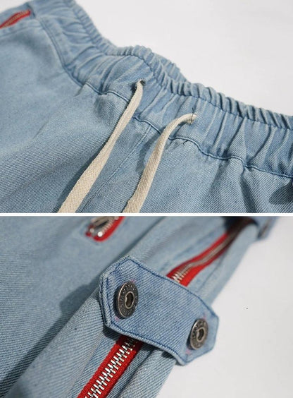 Wide-leg Zipper Denim jeans WN2166