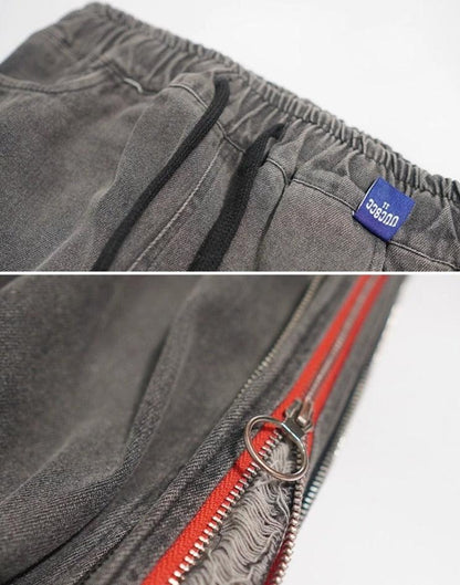 Wide-leg Zipper Ripped Denim Jeans WN2155