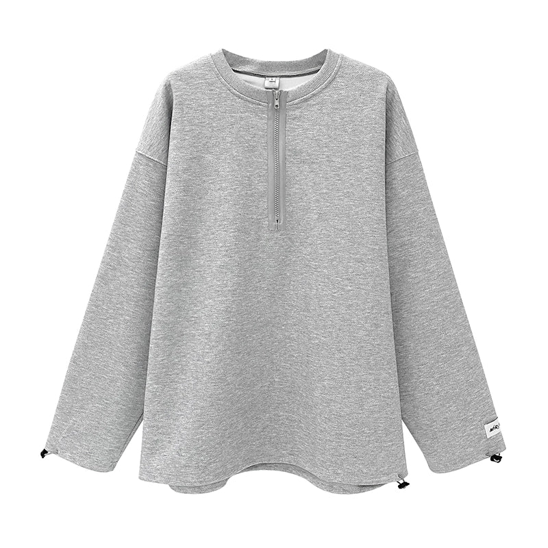 Zipper Design Round Neck Sweatshirt WN4113