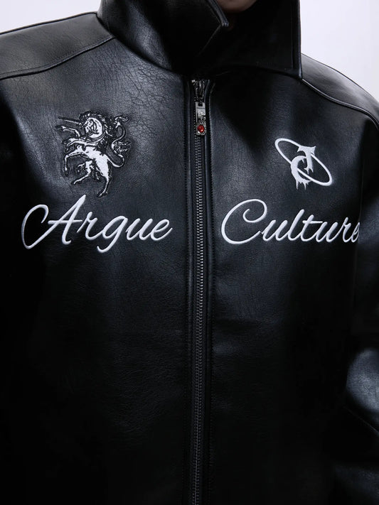 Embroidered PU Leather Vintage Jacket Jacket WN22676