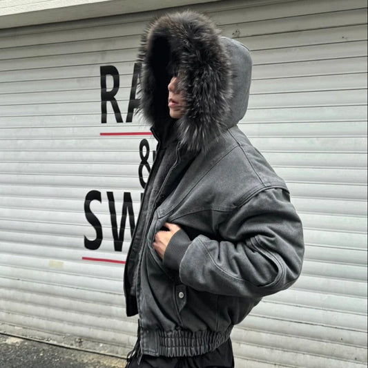 Fake Fur Collar Oversize Short Puffer Jacket WN27826