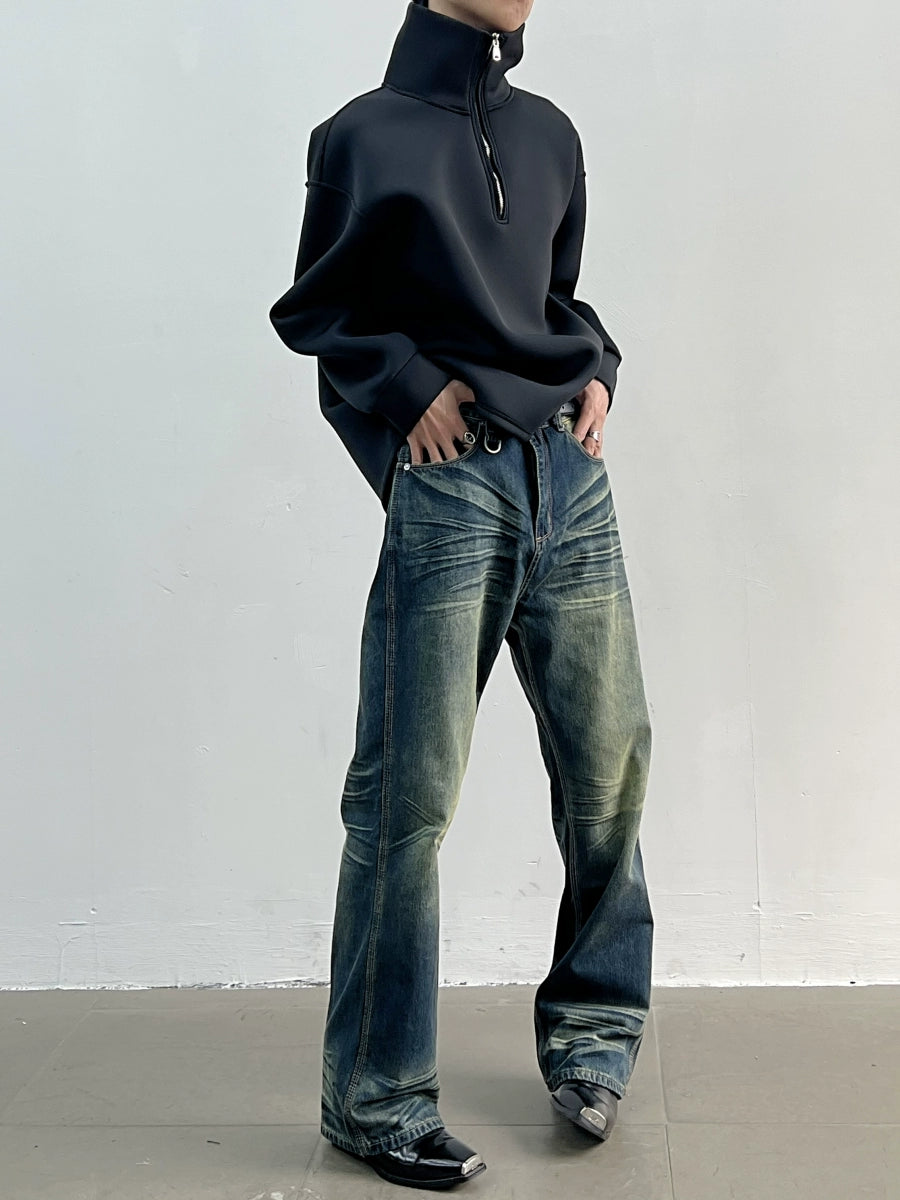 Vintage Wash High Waist Straight Denim Jeans WN5010